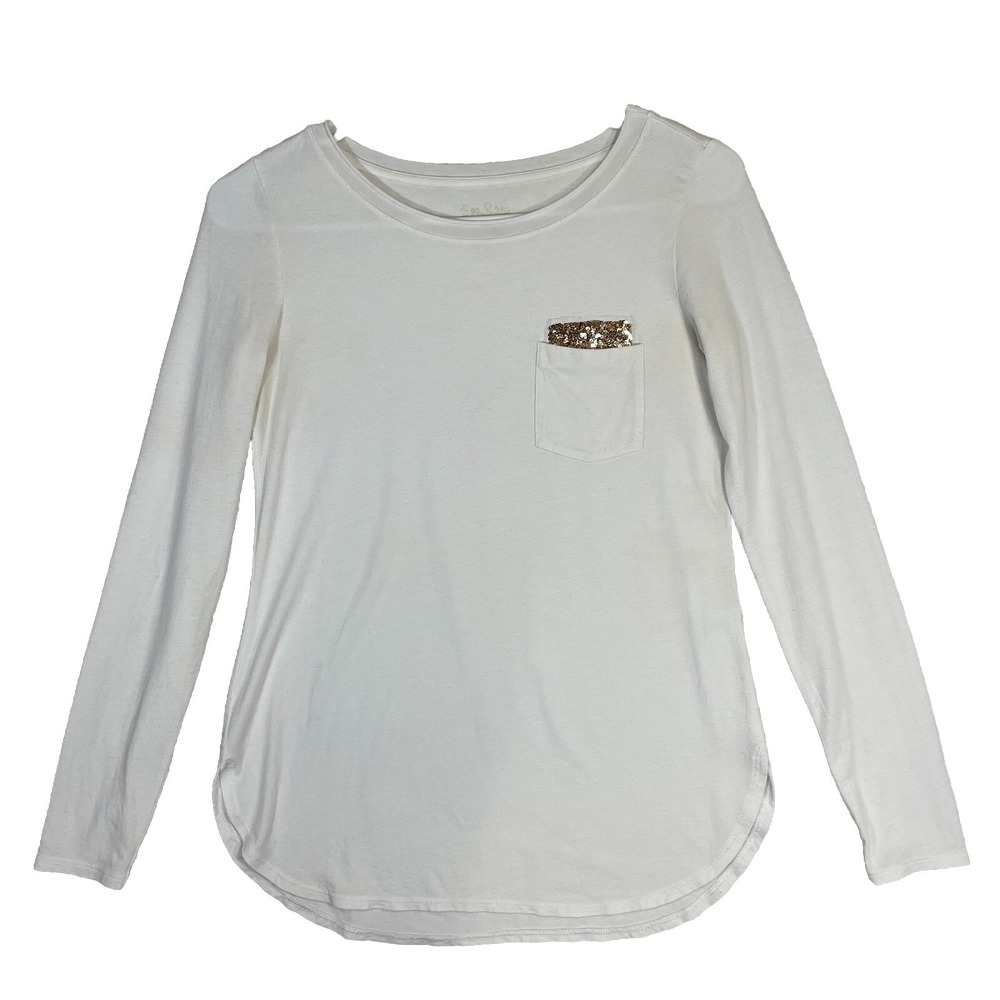 Lilly Pulitzer Louella Solid Resort Ivory Gold Sequin Pocket XXS